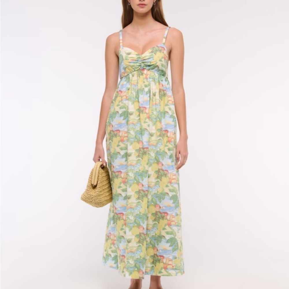 Abercrombie Sweetheart Babydoll Maxi Dress Medium Petite - Picture 2 of 15